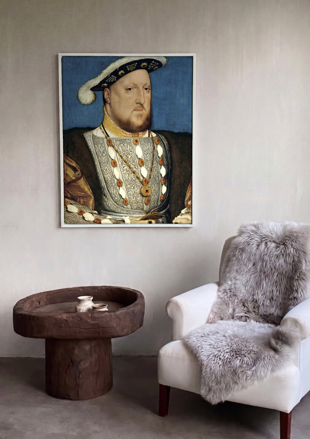 Quadro Decorativo Retrato de Henrique VIII - Hans Holbein em ambiente decorado