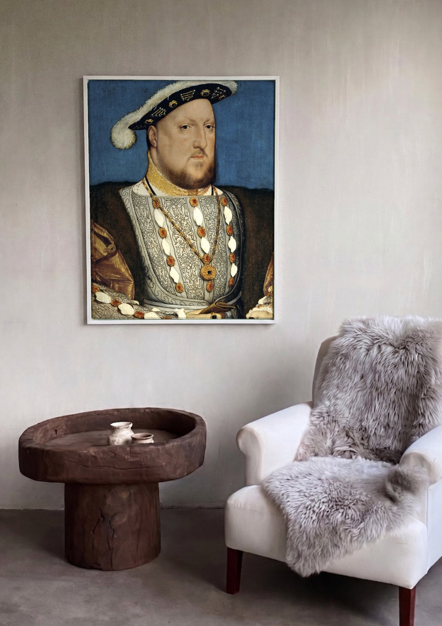 Quadro Decorativo Retrato de Henrique VIII - Hans Holbein em ambiente decorado
