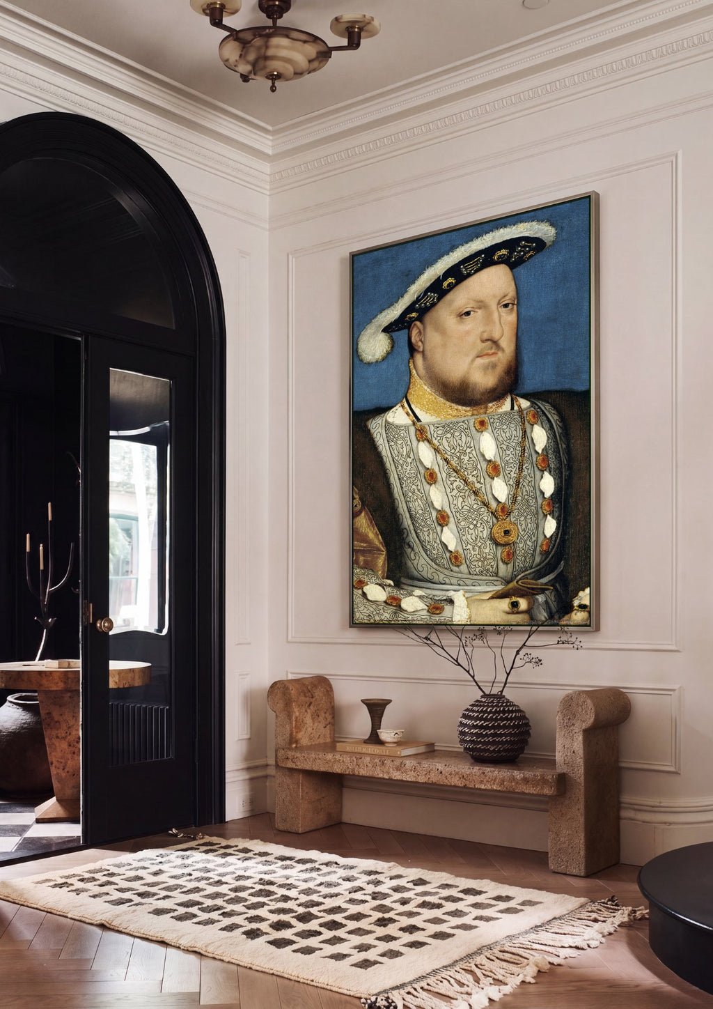 Quadro Decorativo Retrato de Henrique VIII - Hans Holbein em ambiente decorado