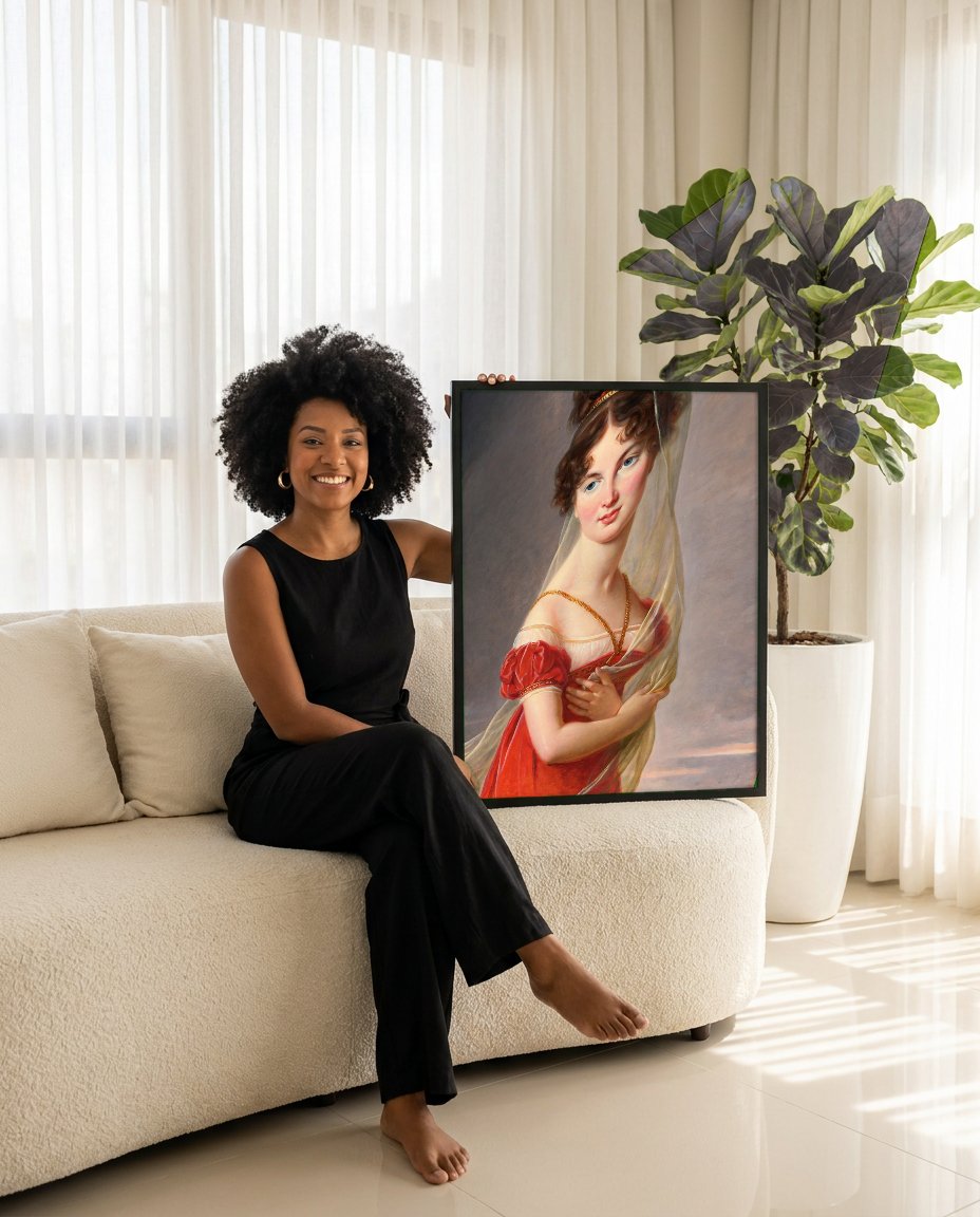 Quadro Decorativo Retrato de Senhora - Vigée Le Brun com modelo em ambiente