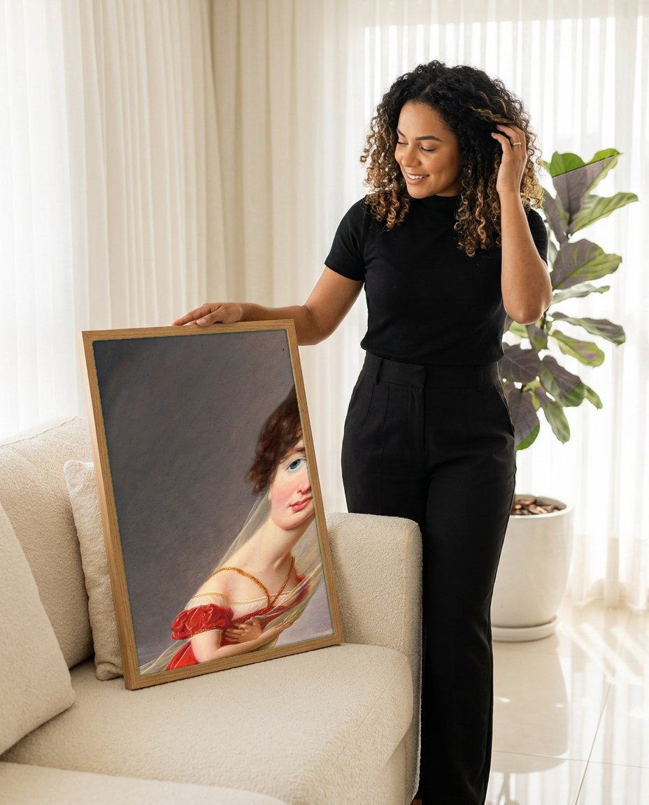 Quadro Decorativo Retrato de Senhora - Vigée Le Brun com modelo em ambiente
