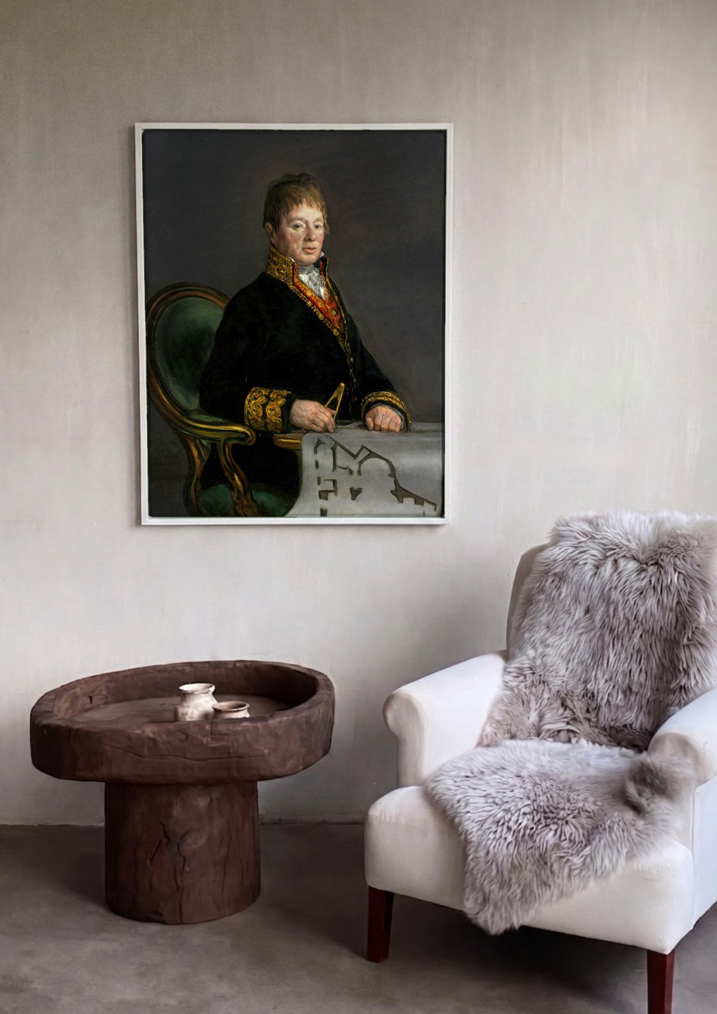 Quadro Decorativo Retrato de Juan de Villanueva - Goya em ambiente decorado