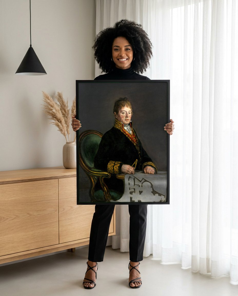 Quadro Decorativo Retrato de Juan de Villanueva - Goya com modelo em ambiente
