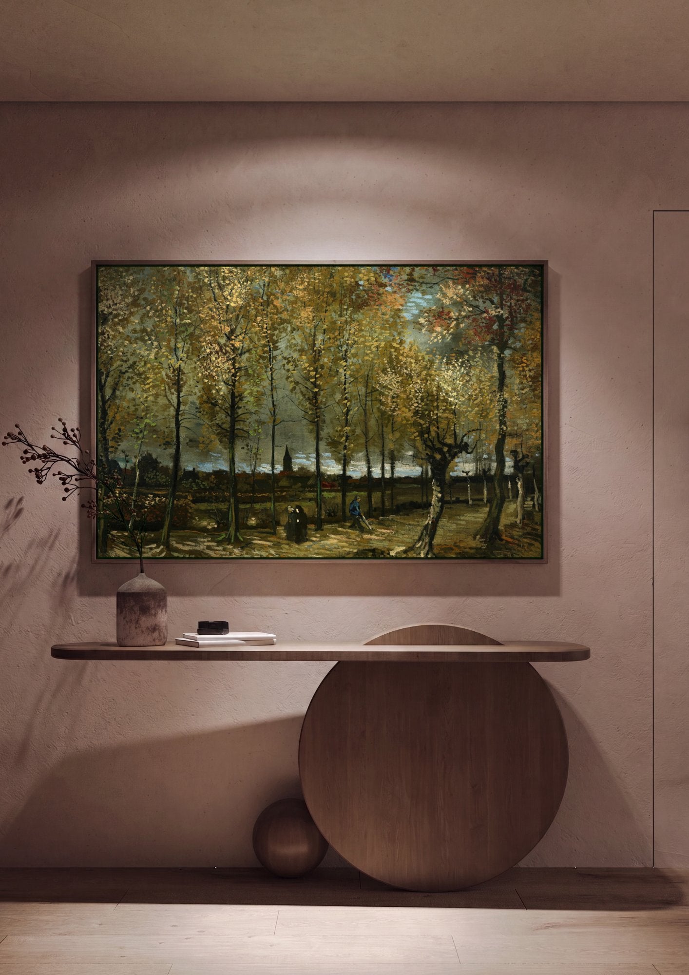 Quadro Decorativo Avenida de Poplars - Vincent van Gogh em ambiente decorado