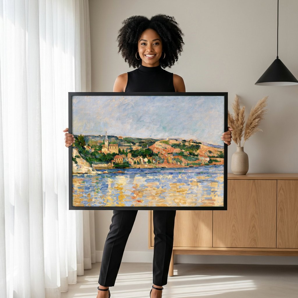 Quadro Decorativo A Baía de Marselha vista de L'Estaque - Paul Cézanne com modelo em ambiente