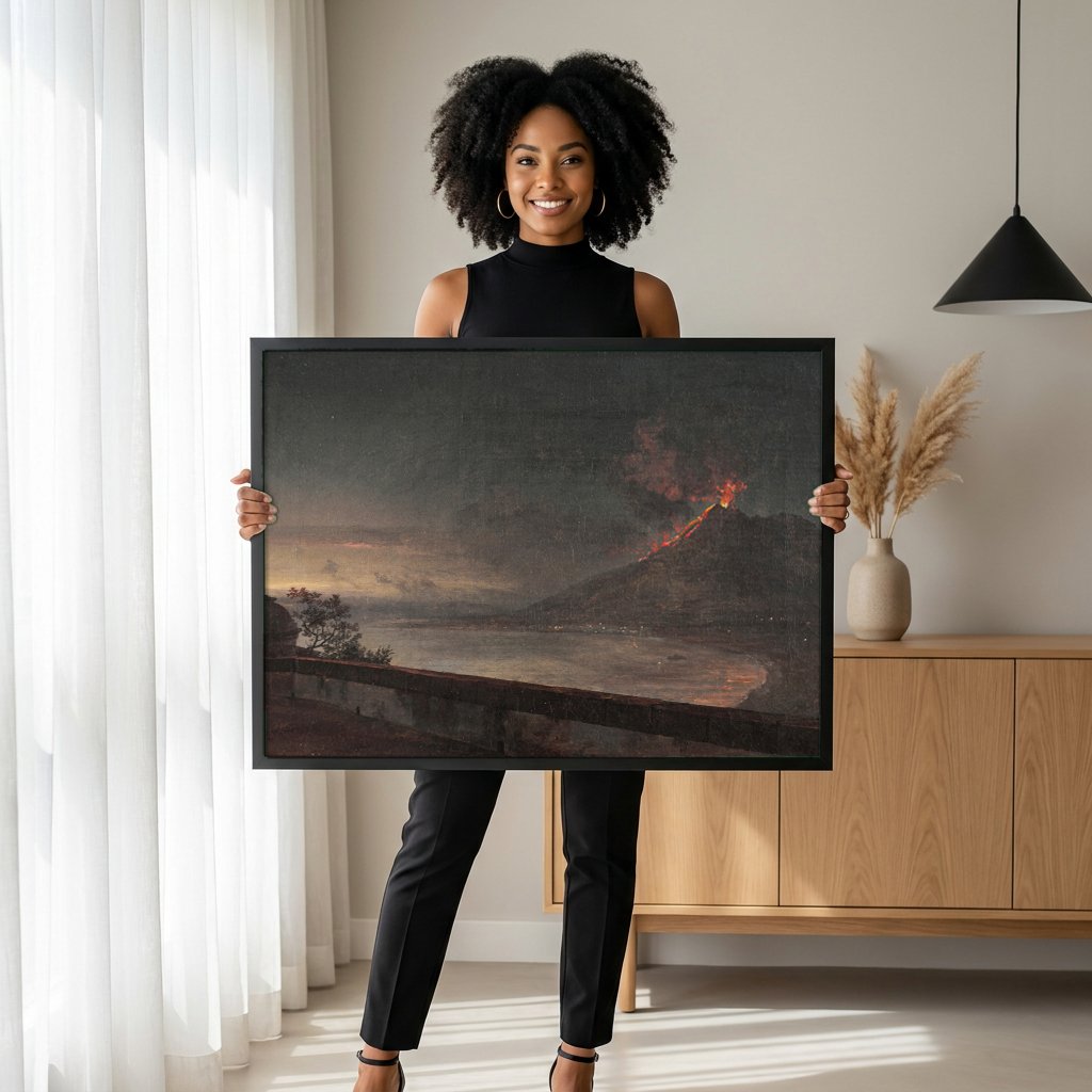Quadro Decorativo Erupção do Vesúvio - Volaire com modelo em ambiente