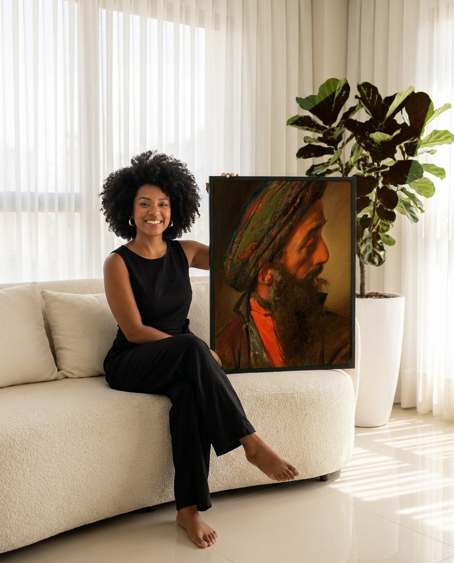 Quadro Decorativo 'O Sultão' - Friedrich Von Amerling com modelo em ambiente