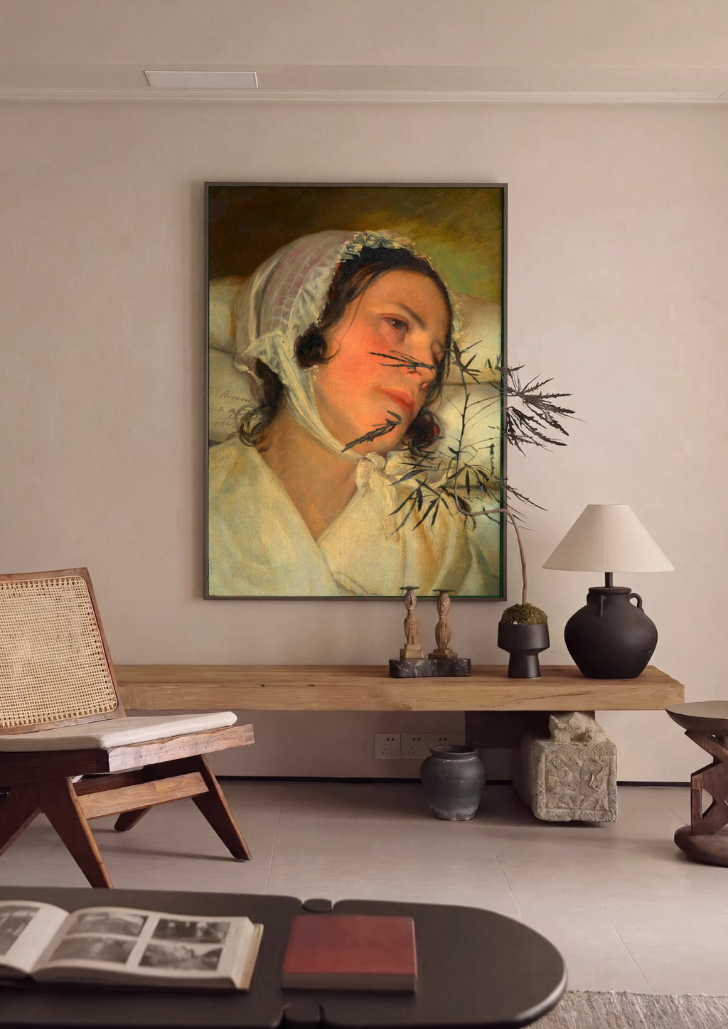 Quadro Decorativo 'A Doente' - Friedrich von Amerling em ambiente decorado