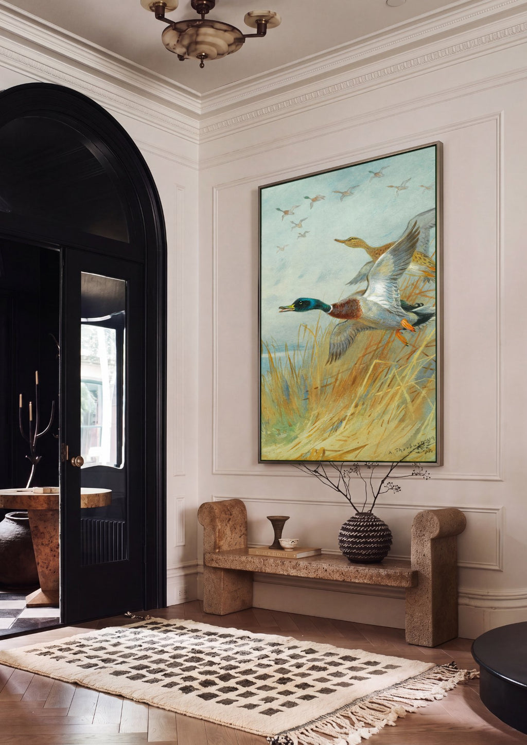 Quadro Decorativo Patos Selvagens em Voo - Thorburn em ambiente decorado