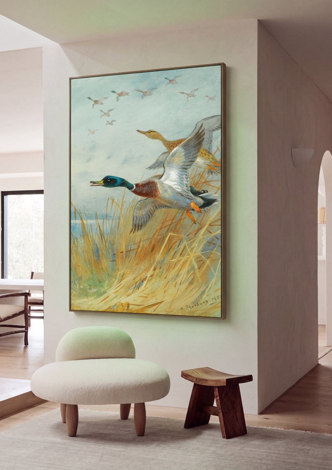 Quadro Decorativo Patos Selvagens em Voo - Thorburn em ambiente decorado