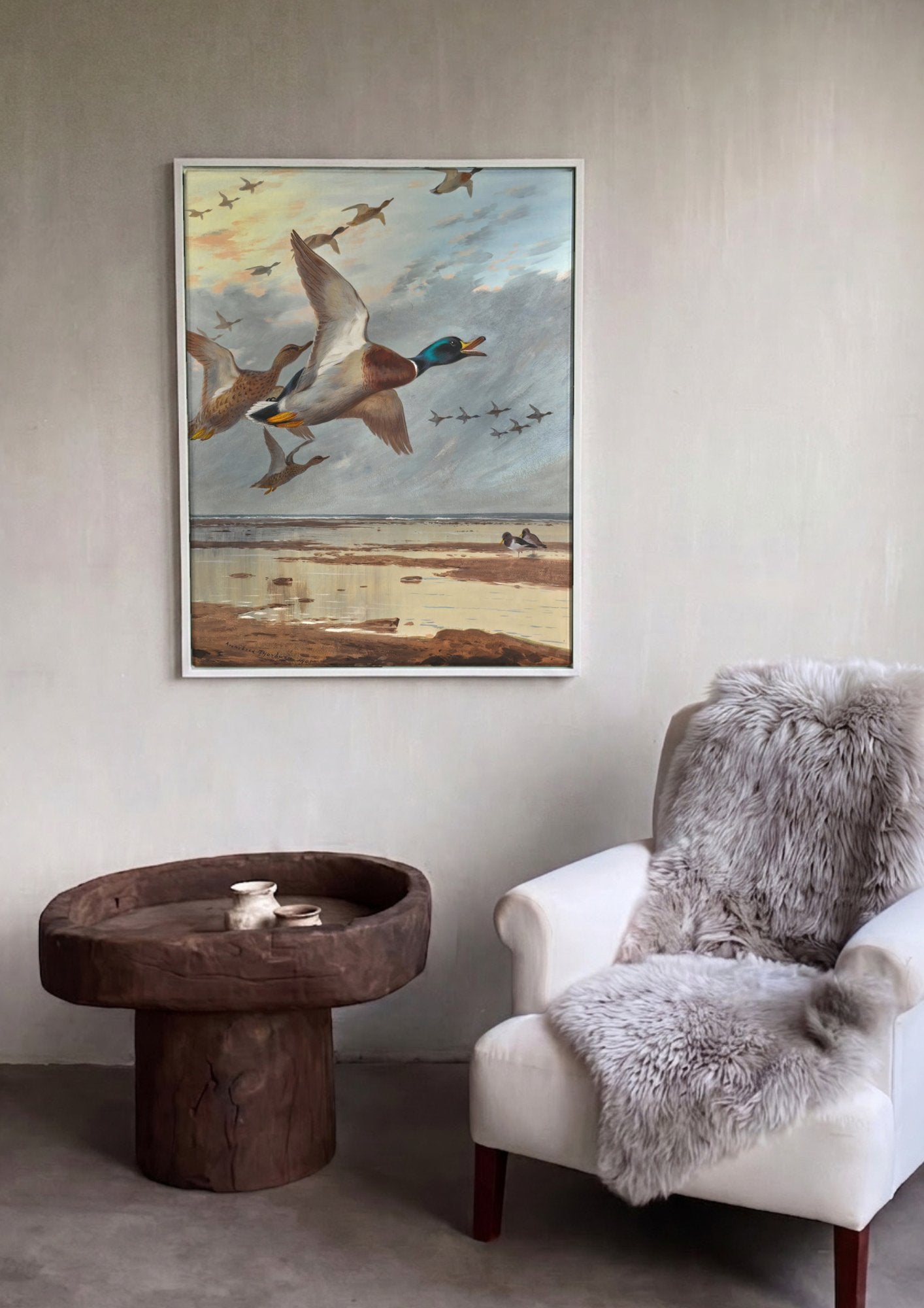 Quadro Decorativo Patos Selvagens em Voo - Thorburn em ambiente decorado
