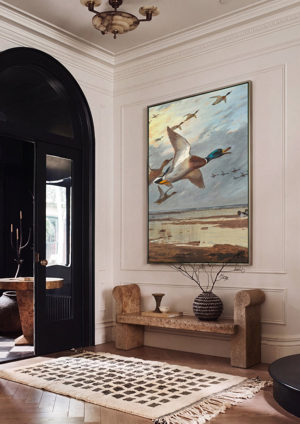 Quadro Decorativo Patos Selvagens em Voo - Thorburn em ambiente decorado