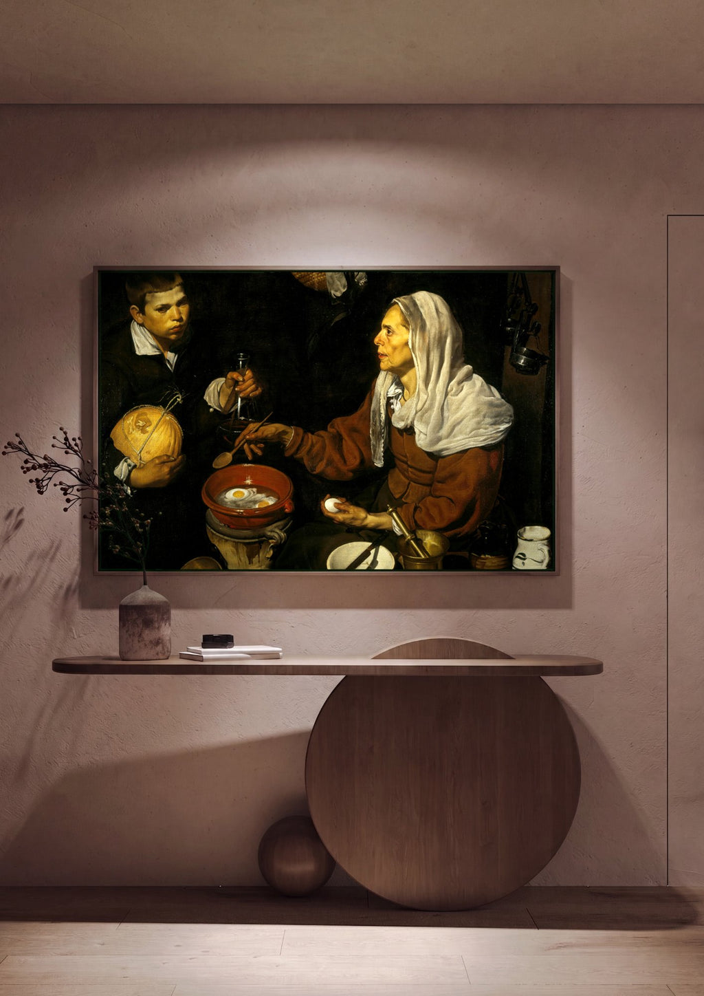 Quadro Decorativo A Velha a Fritar Ovos - Diego Velázquez em ambiente decorado