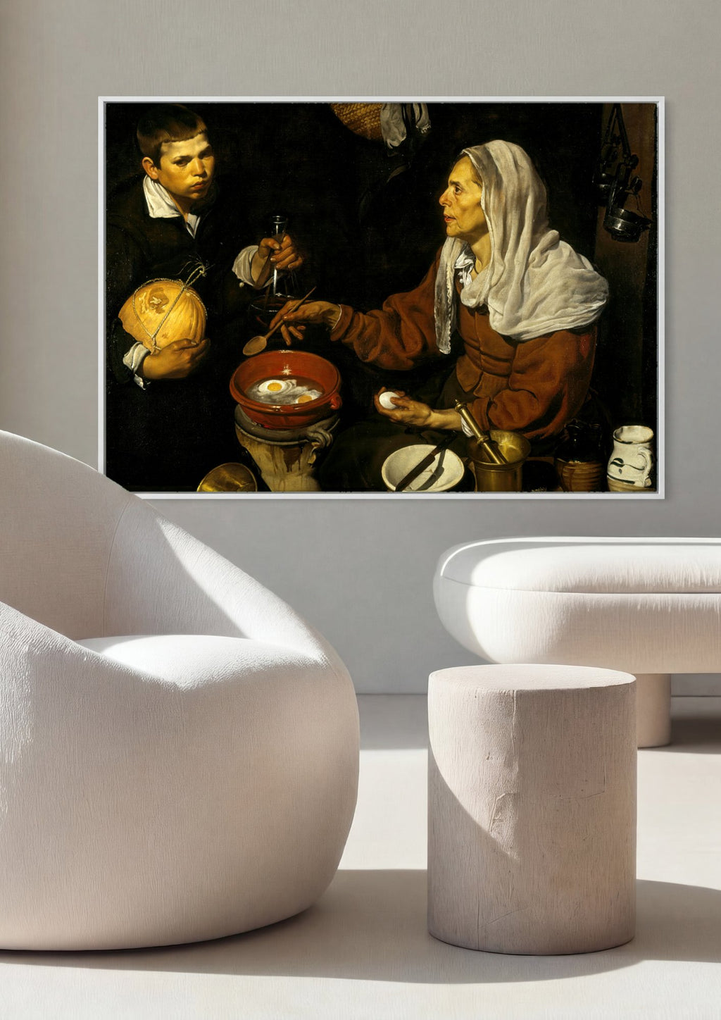 Quadro Decorativo A Velha a Fritar Ovos - Diego Velázquez em ambiente decorado