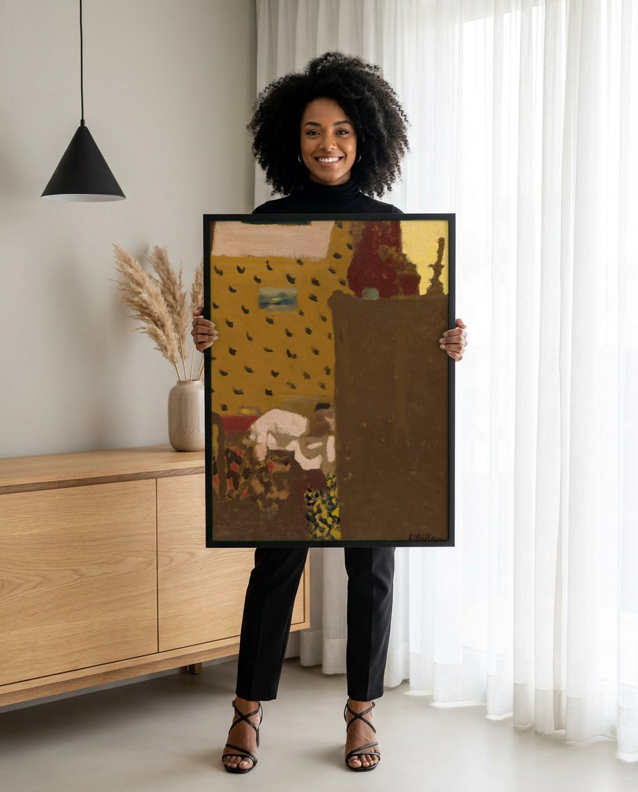 Quadro Decorativo Cena Íntima - Édouard Vuillard com modelo em ambiente