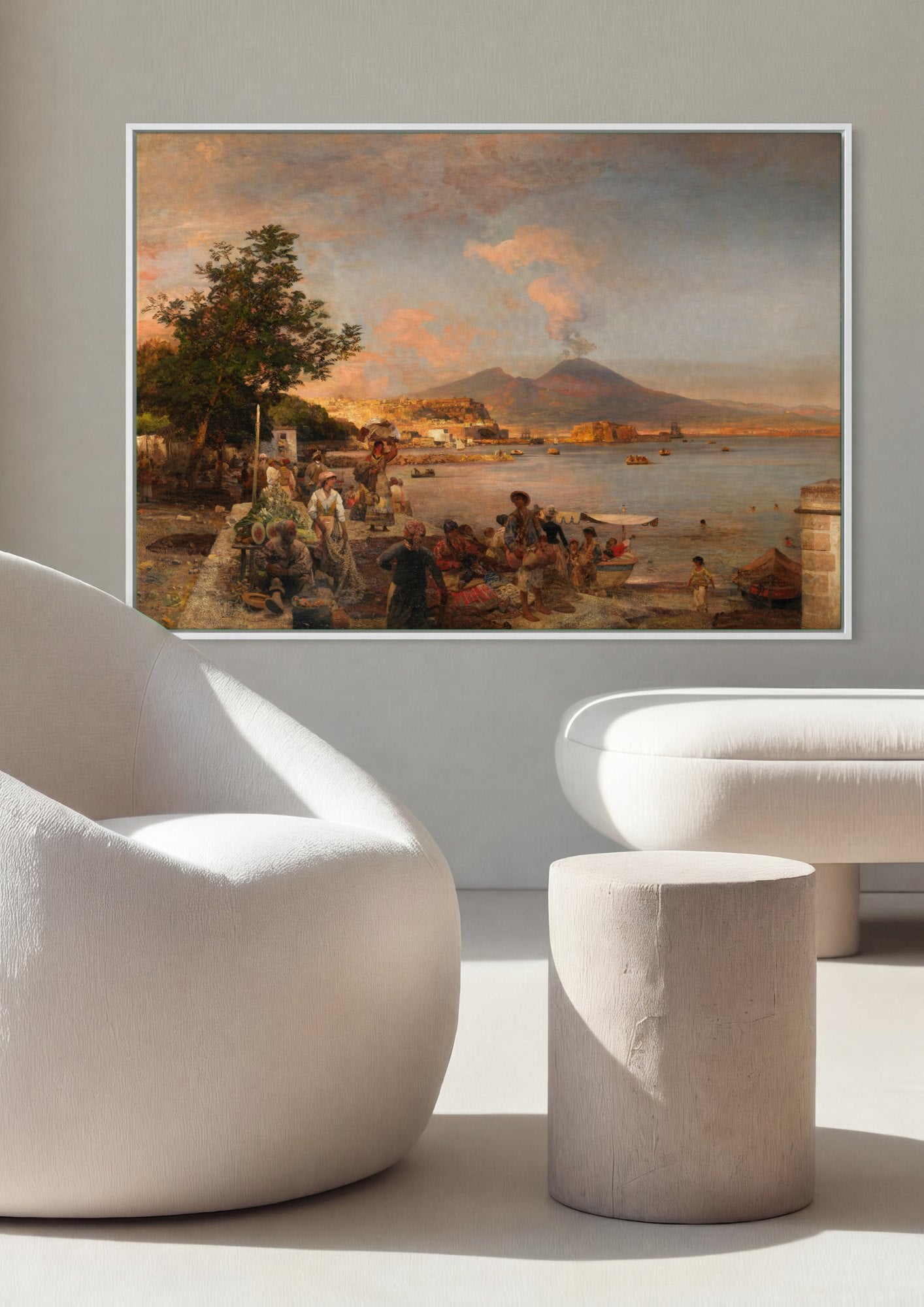 Quadro Decorativo Mercado em Nápoles - Oswald Achenbach | quadro emoldurado na parede