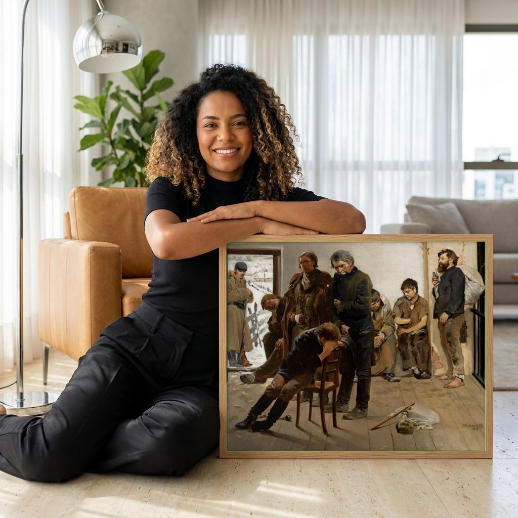 Quadro Decorativo 'A Prisao' - Jacek Malczewski | modelo apresentando o quadro emoldurado