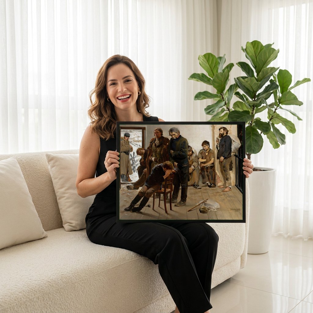 Quadro Decorativo 'A Prisao' - Jacek Malczewski | modelo apresentando o quadro emoldurado