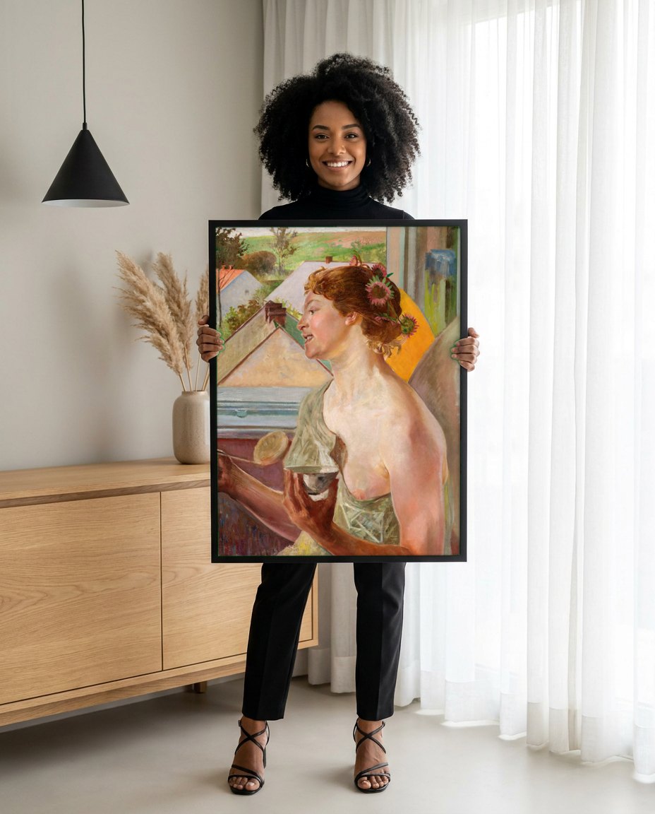 Quadro Decorativo 'A Poesia' - Jacek Malczewski | modelo apresentando o quadro emoldurado