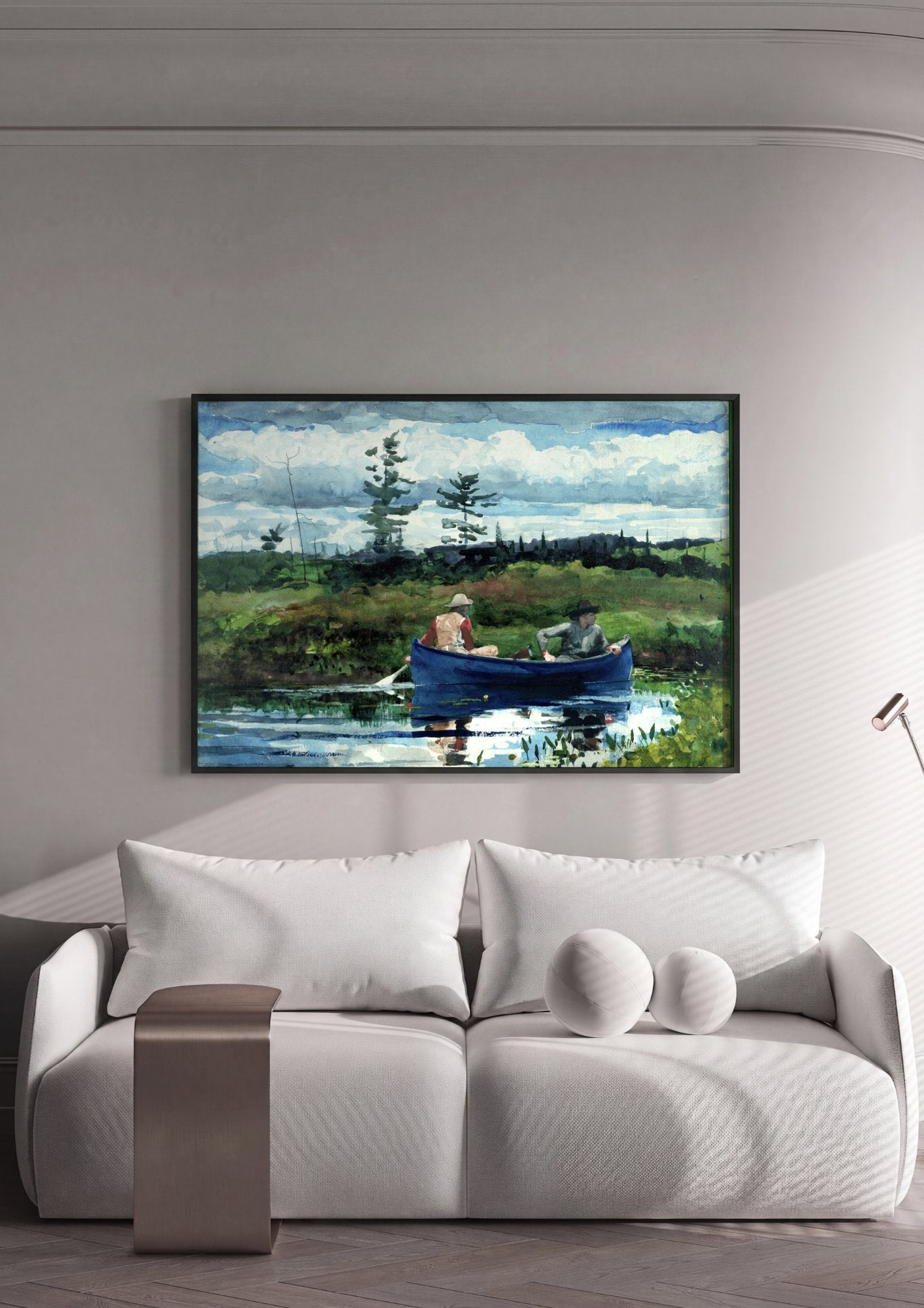 Quadro Decorativo A Canoa Azul - Winslow Homer em ambiente decorado