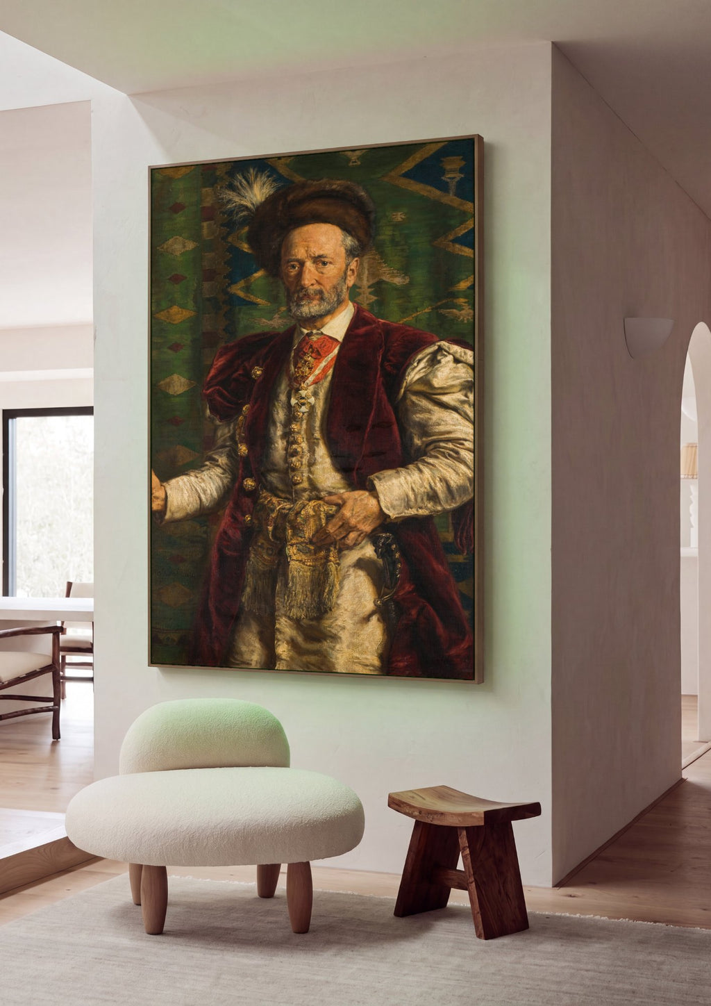 Quadro Decorativo Retrato de Stanisław Tarnowski - Jan Matejko em ambiente decorado