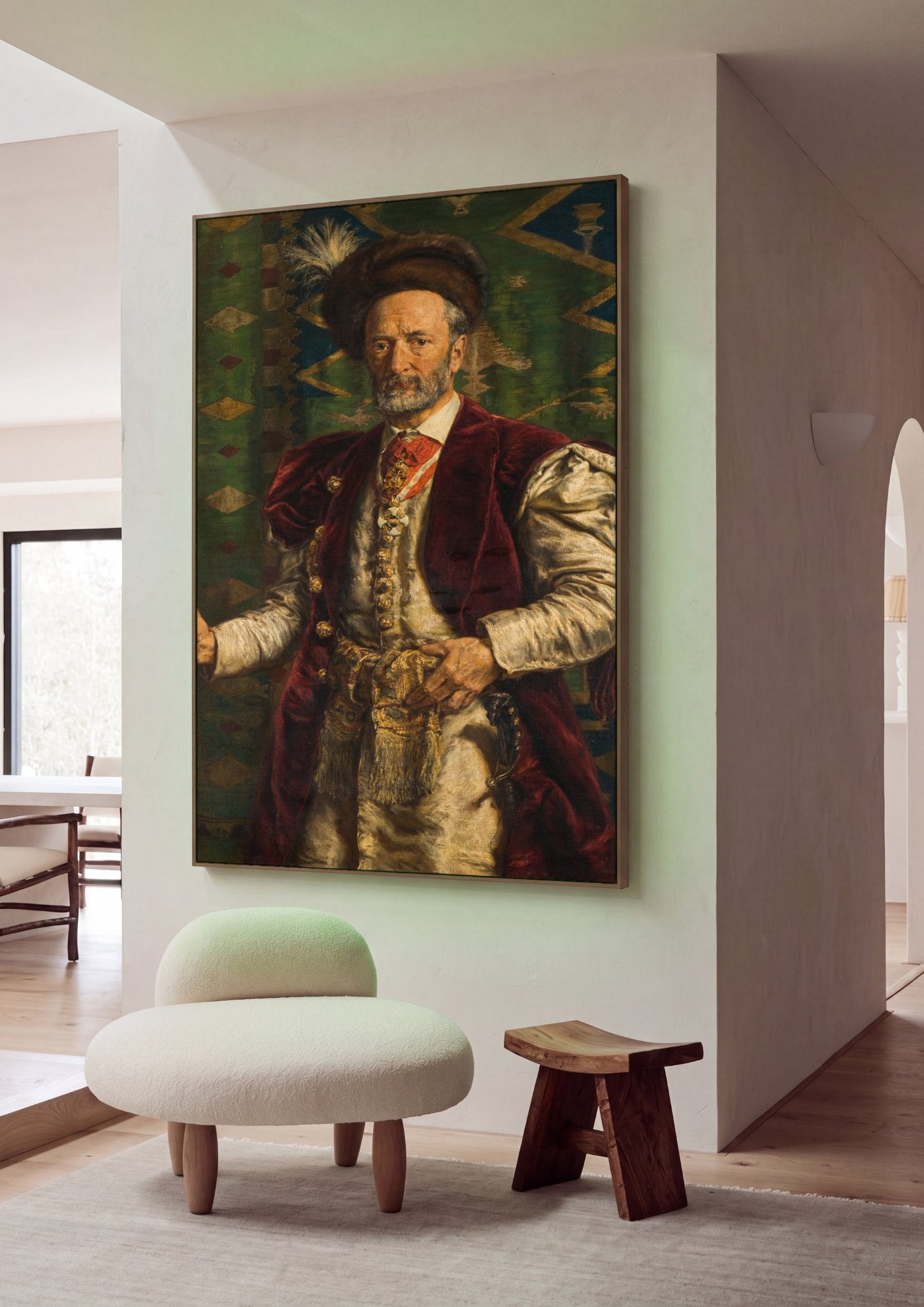 Quadro Decorativo Retrato de Stanisław Tarnowski - Jan Matejko em ambiente decorado