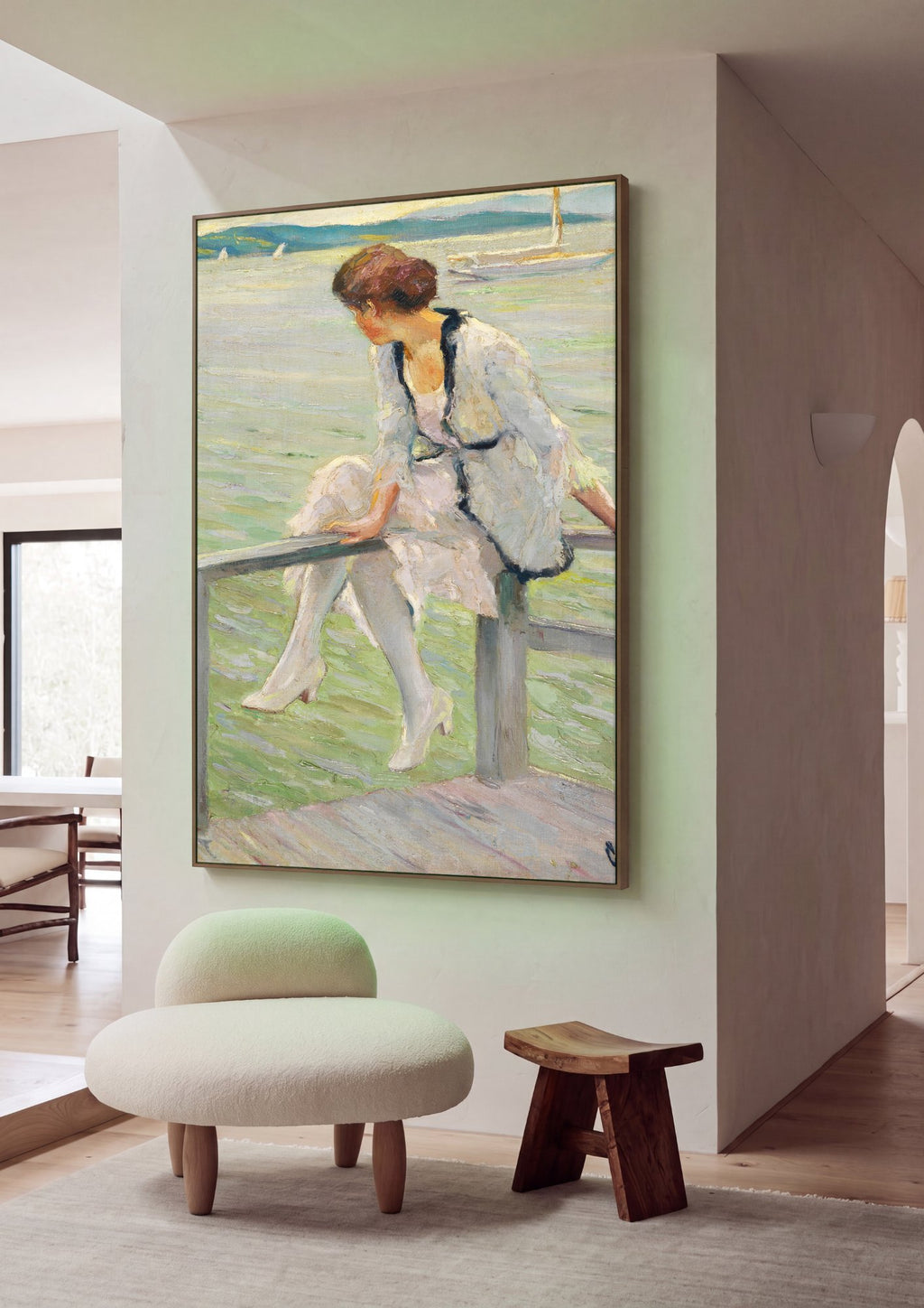 Quadro Decorativo A Mulher no Cais - Edward Cucuel em ambiente decorado
