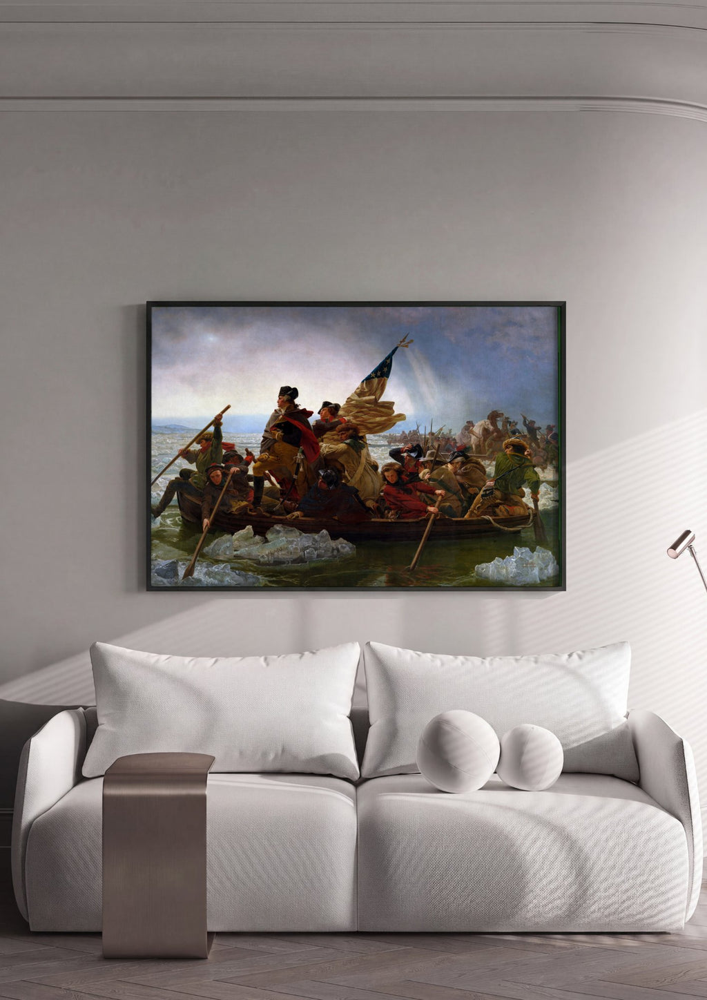 Quadro Decorativo A Travessia do Delaware - Emanuel Leutze em ambiente decorado