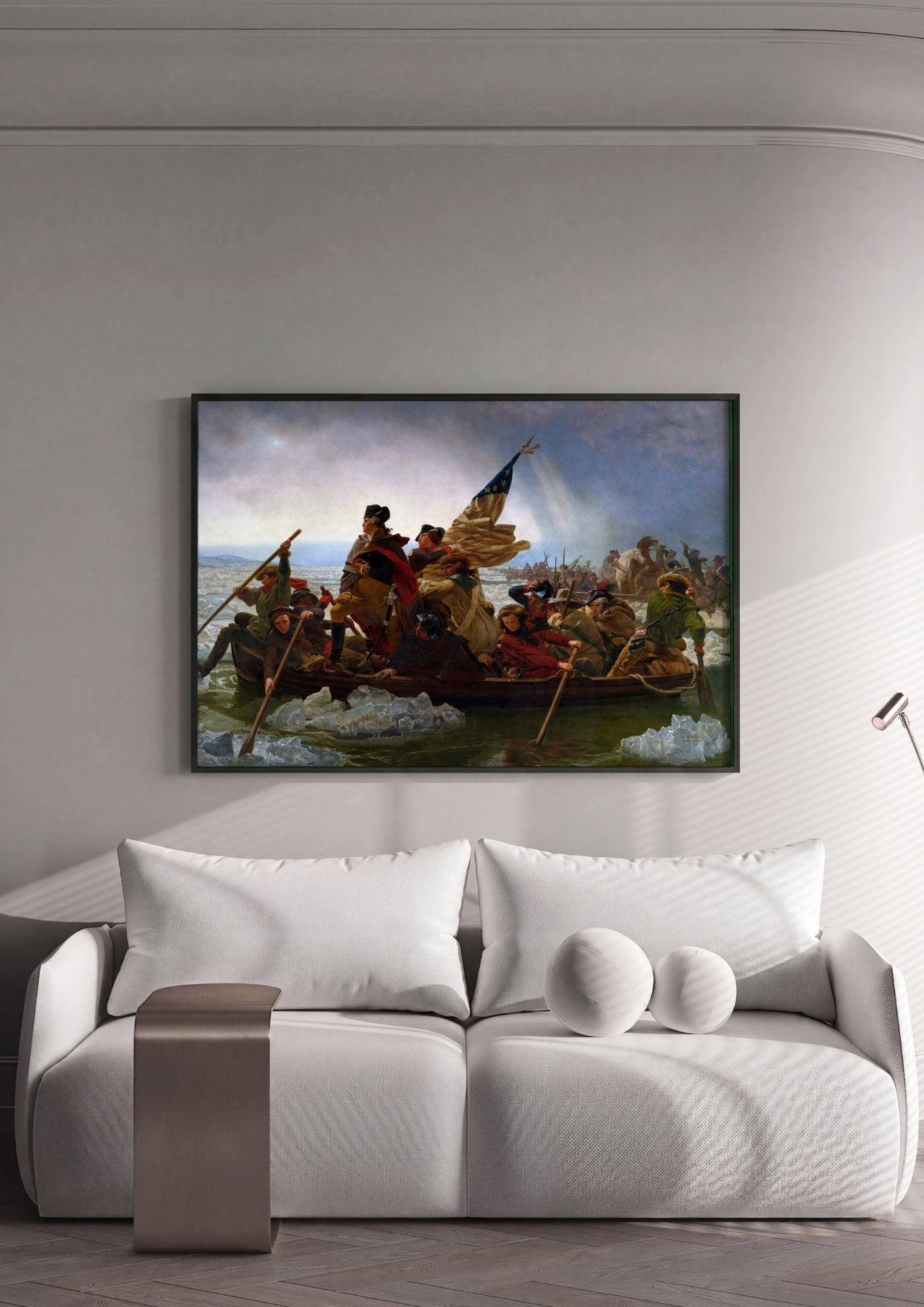 Quadro Decorativo A Travessia do Delaware - Emanuel Leutze em ambiente decorado
