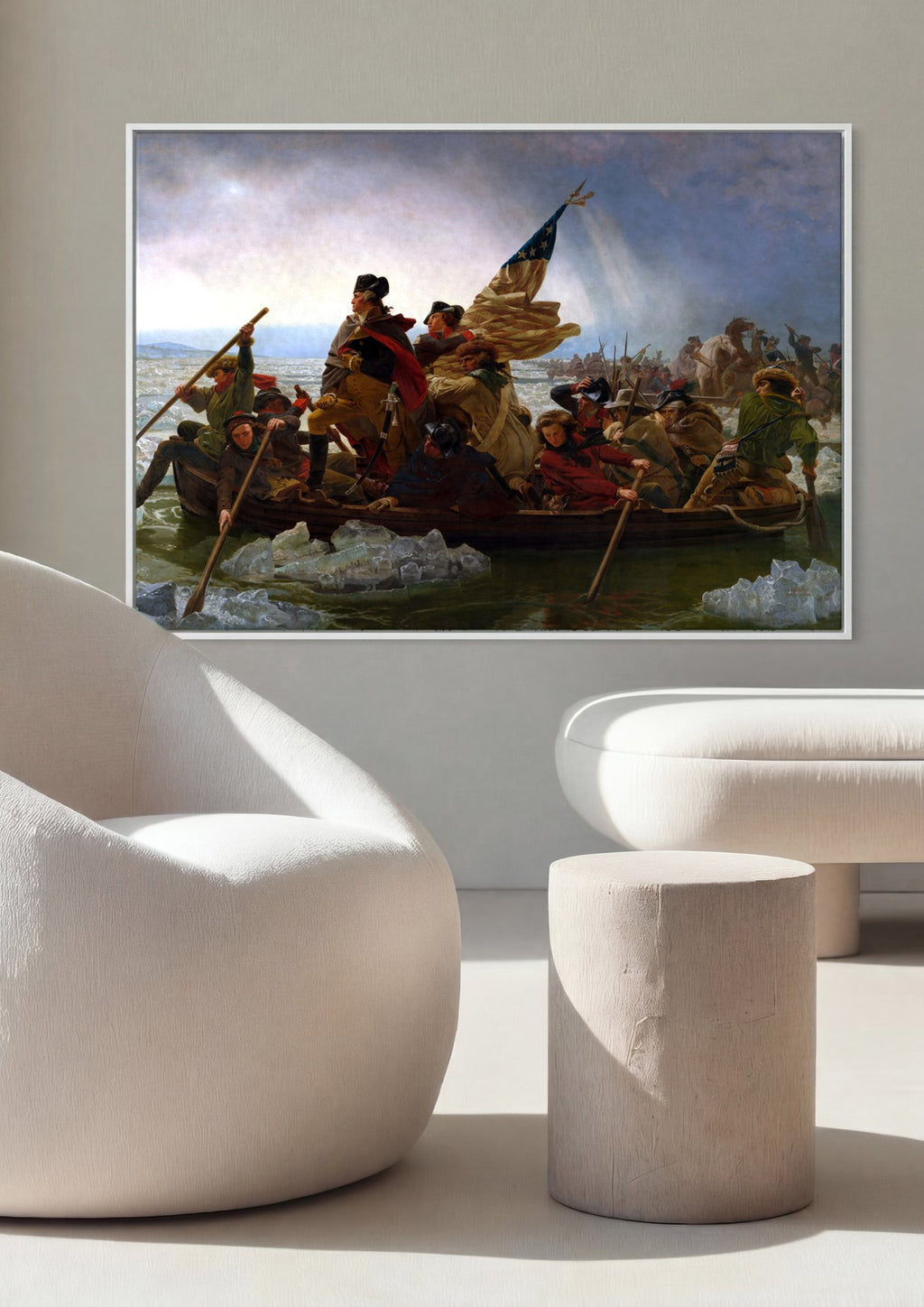 Quadro Decorativo A Travessia do Delaware - Emanuel Leutze em ambiente decorado