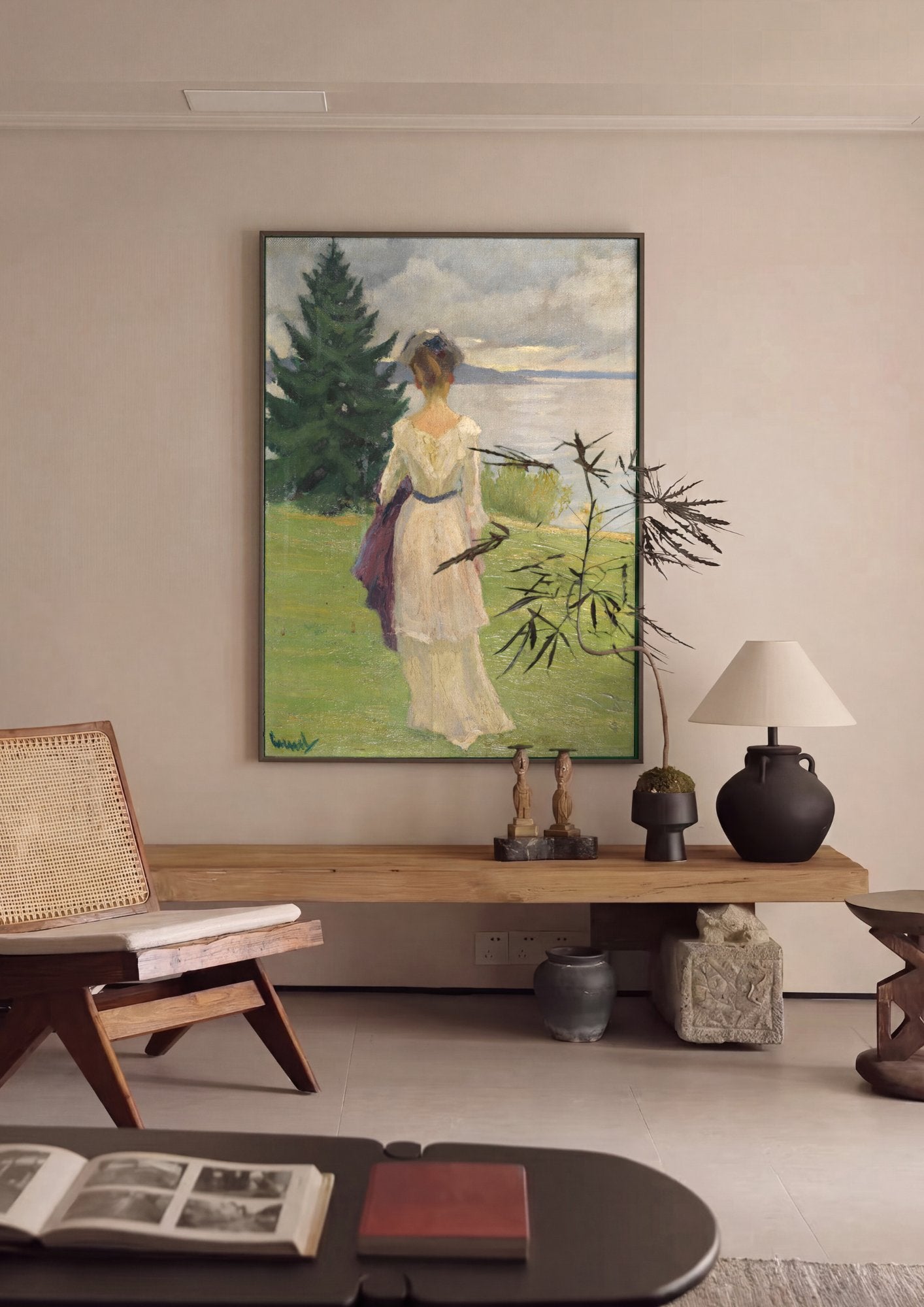 Quadro Decorativo A Mulher no Lago - Edward Cucuel em ambiente decorado