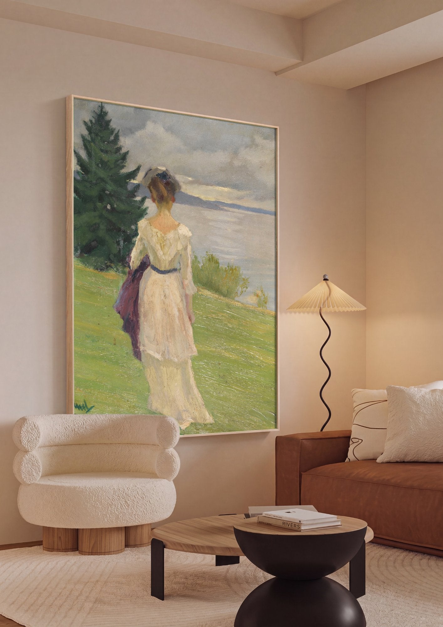 Quadro Decorativo A Mulher no Lago - Edward Cucuel em ambiente decorado
