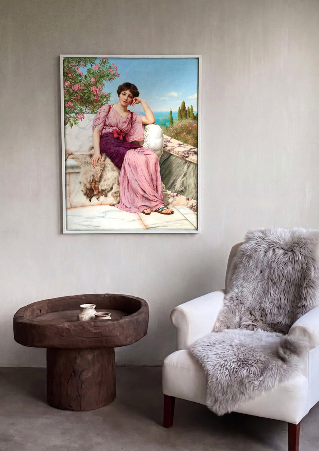 Quadro Decorativo A Jovem e o Mar - Godward em ambiente decorado