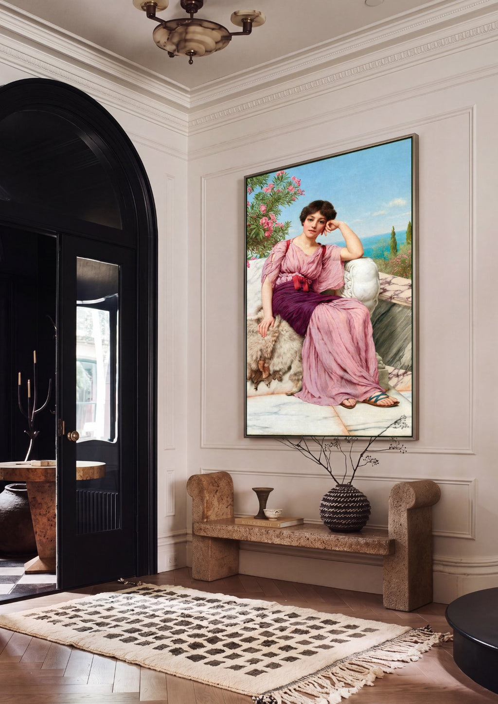 Quadro Decorativo A Jovem e o Mar - Godward em ambiente decorado