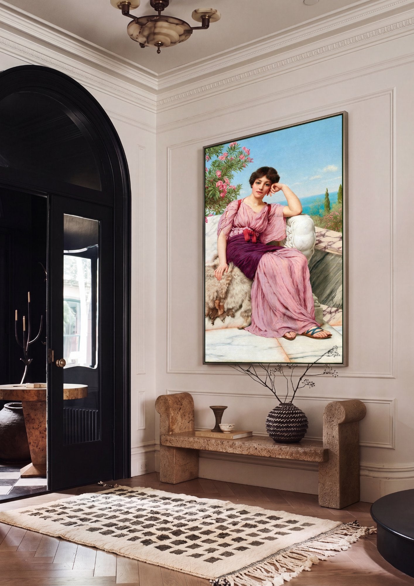 Quadro Decorativo A Jovem e o Mar - Godward em ambiente decorado