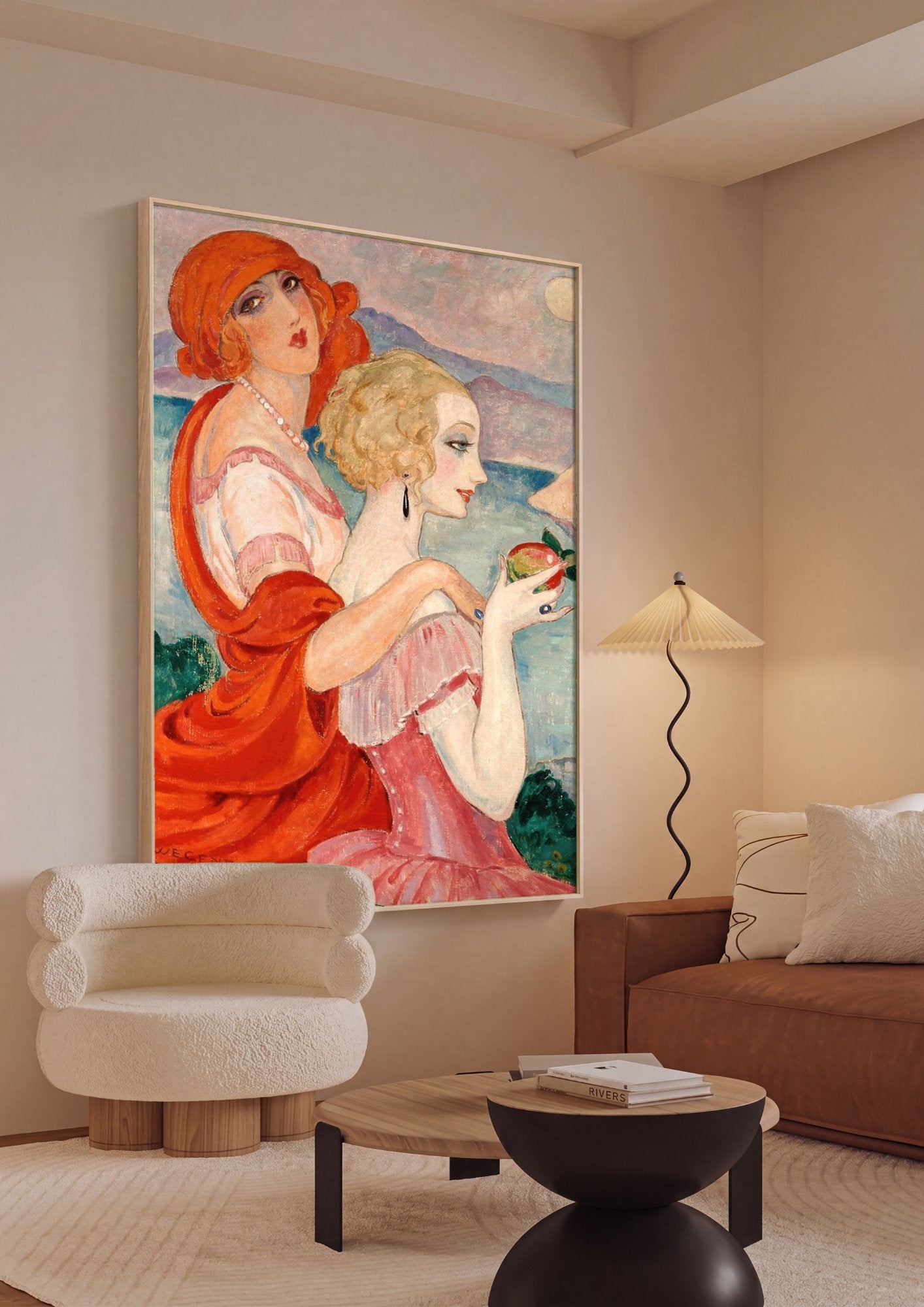 Quadro Decorativo Duas Mulheres - Gerda Wegener em ambiente decorado