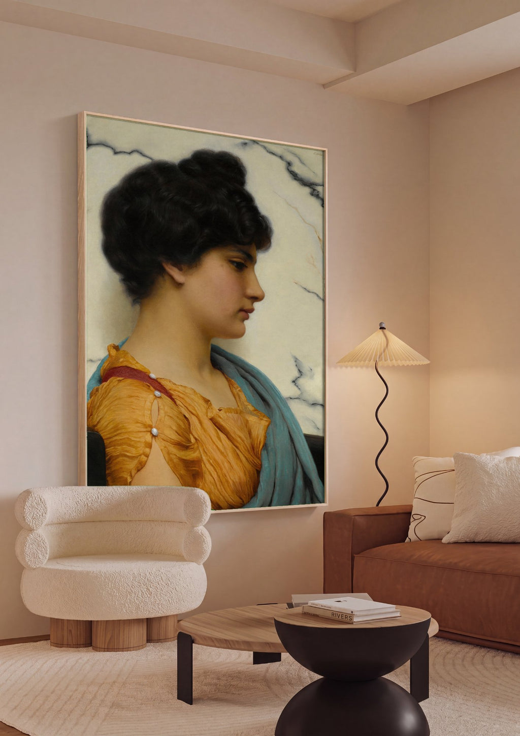 Quadro Decorativo A Contemplação - John William Godward em ambiente decorado