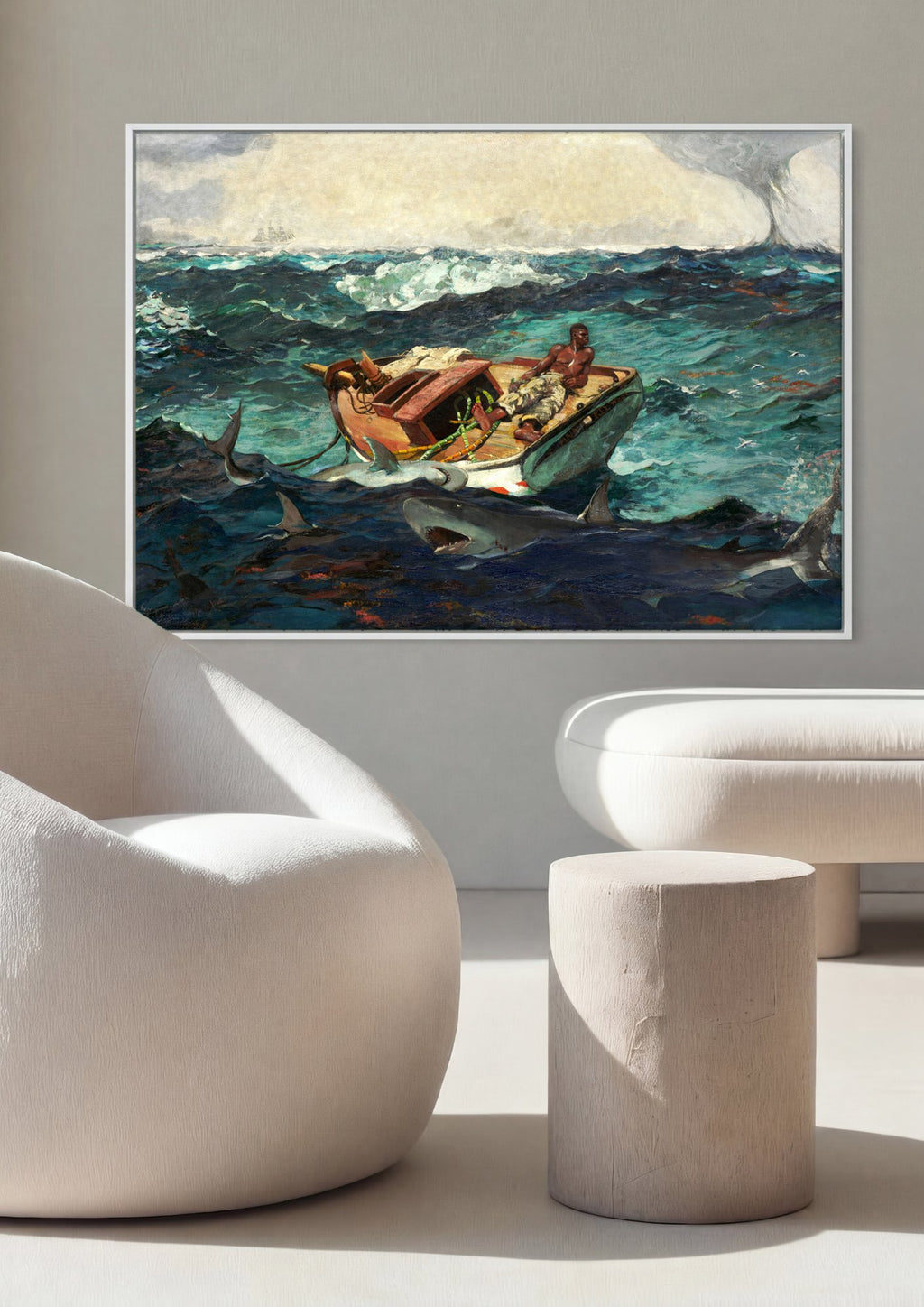 Quadro Decorativo O Corrente do Golfo - Winslow Homer em ambiente decorado