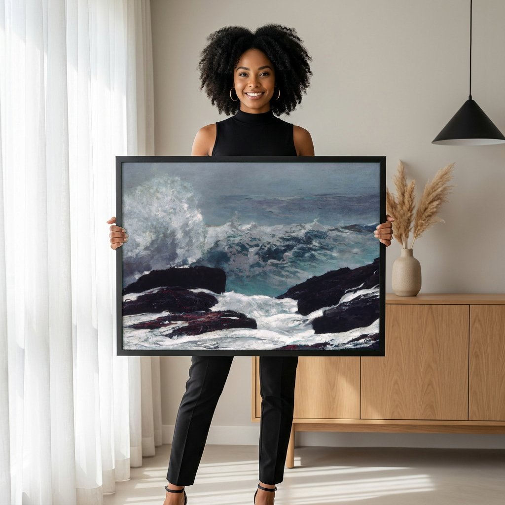 Quadro Decorativo A Corrente do Golfo - Winslow Homer com modelo em ambiente