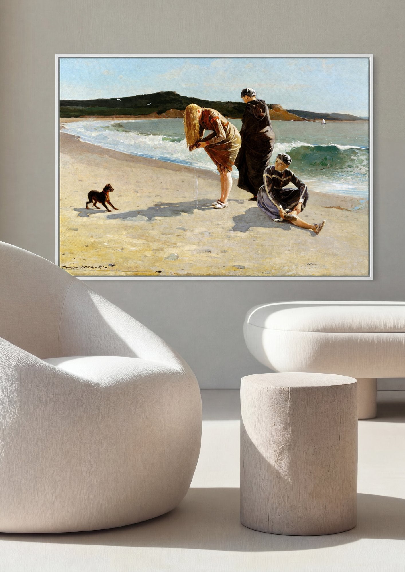 Quadro Decorativo Praia de Gloucester - Winslow Homer em ambiente decorado