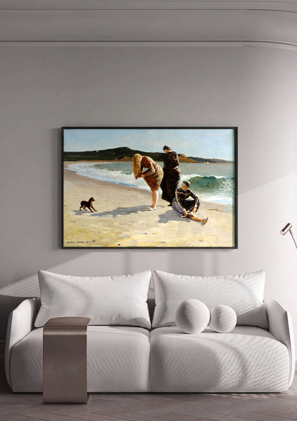 Quadro Decorativo Praia de Gloucester - Winslow Homer em ambiente decorado