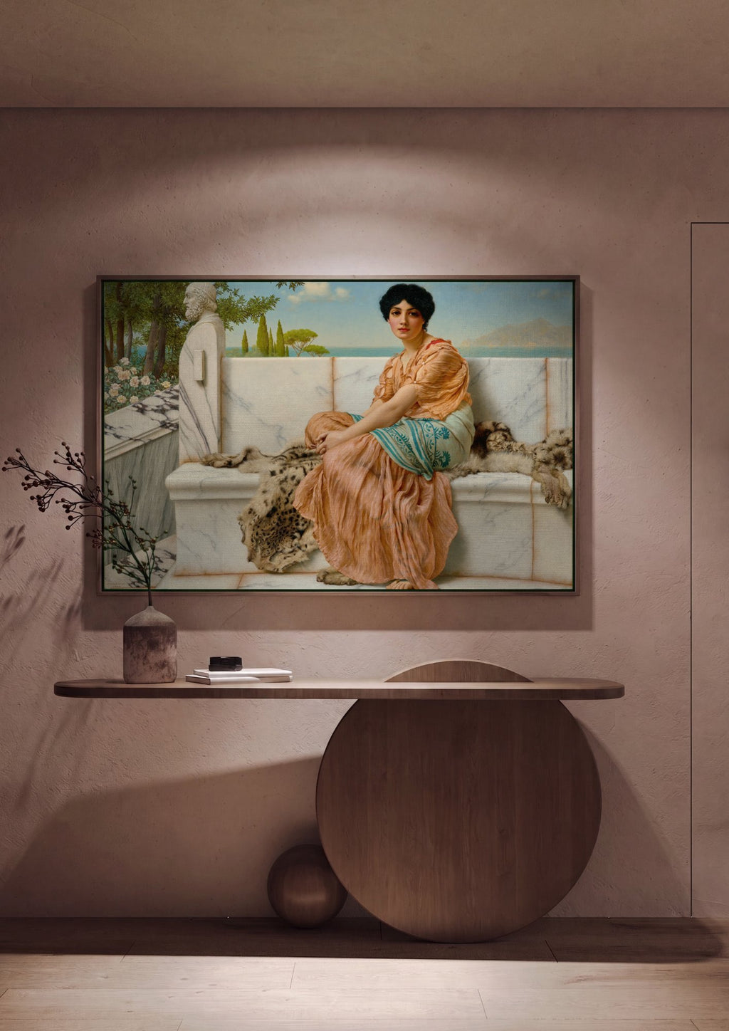 Quadro Decorativo A Hora do Ócio - John William Godward em ambiente decorado