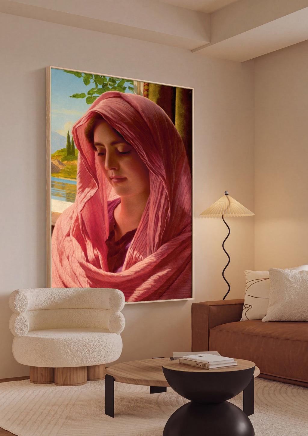 Quadro Decorativo A Contemplação - John William Godward em ambiente decorado