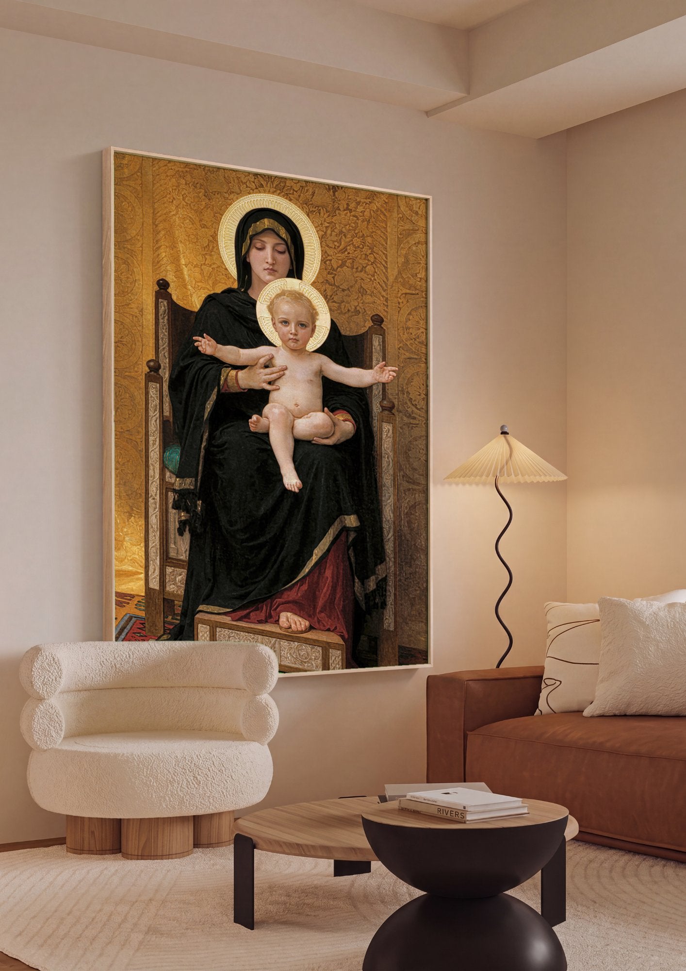 Quadro Decorativo A Madona dos Lírios - William Bouguereau em ambiente decorado