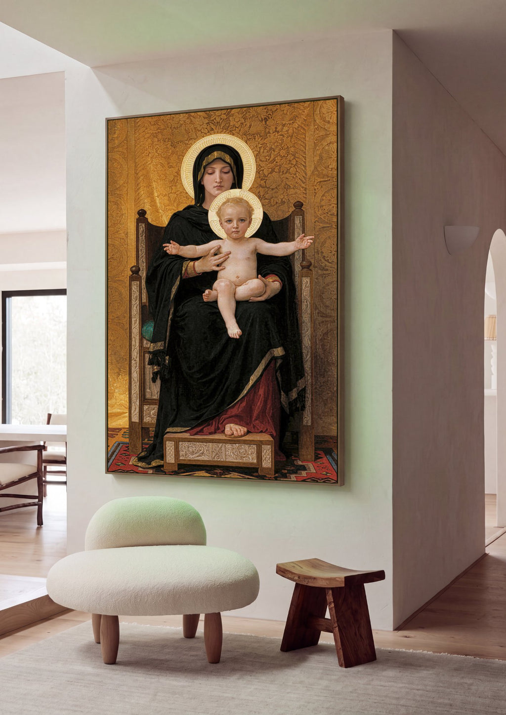 Quadro Decorativo A Madona dos Lírios - William Bouguereau em ambiente decorado