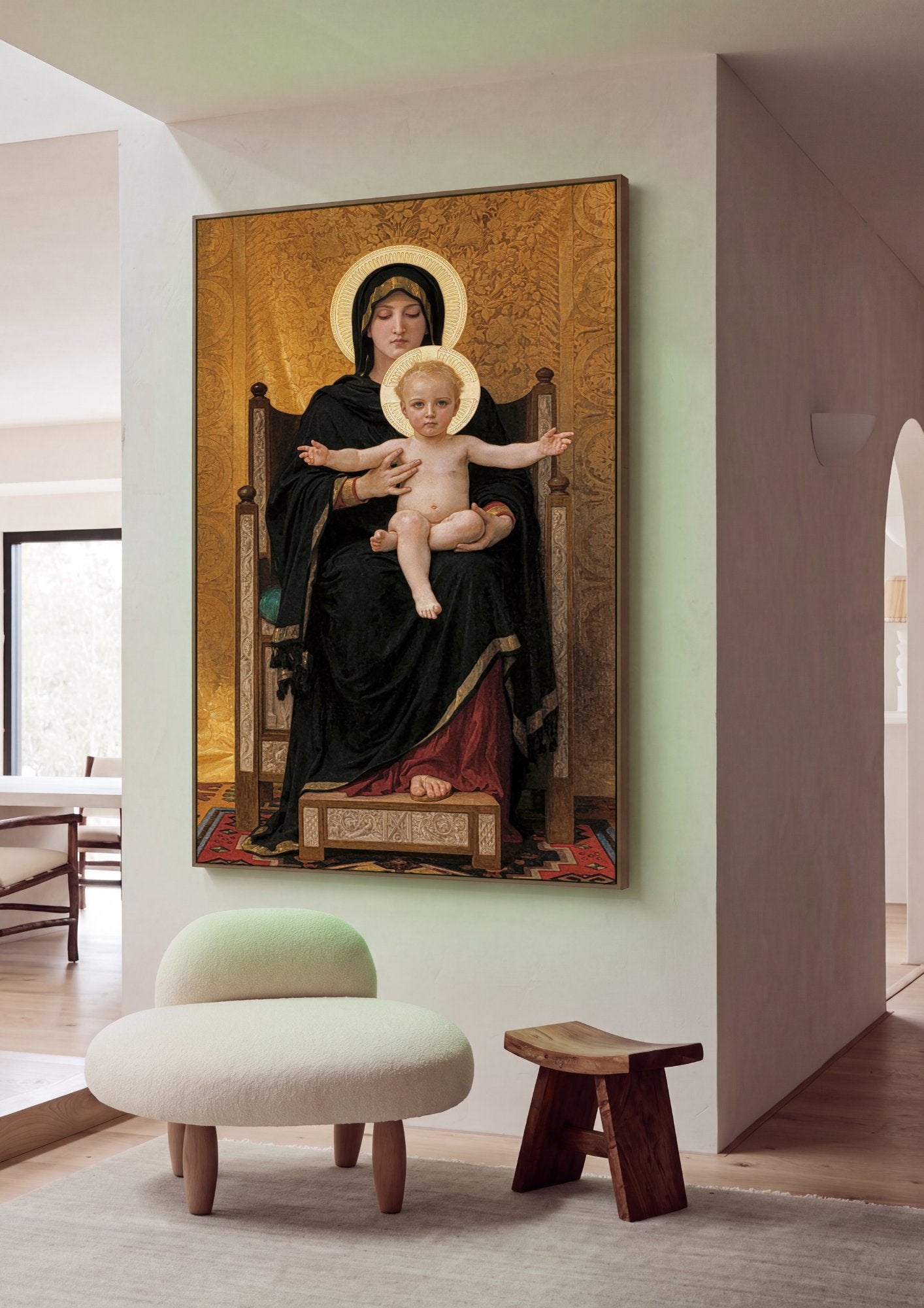 Quadro Decorativo A Madona dos Lírios - William Bouguereau em ambiente decorado
