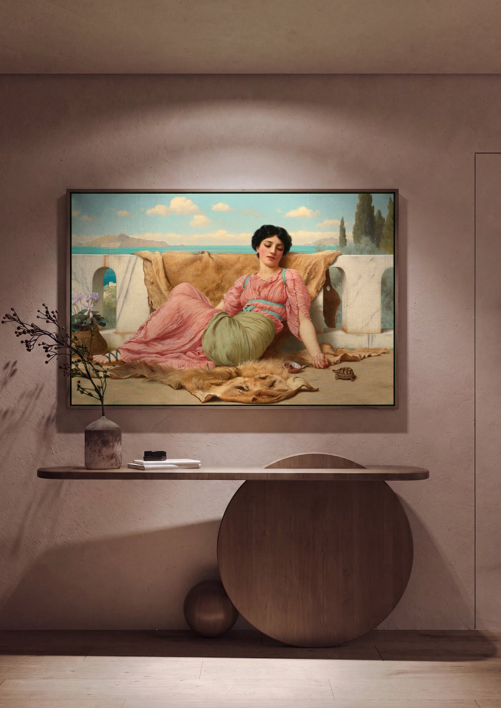 Quadro Decorativo A Hora do Ócio - John William Godward em ambiente decorado
