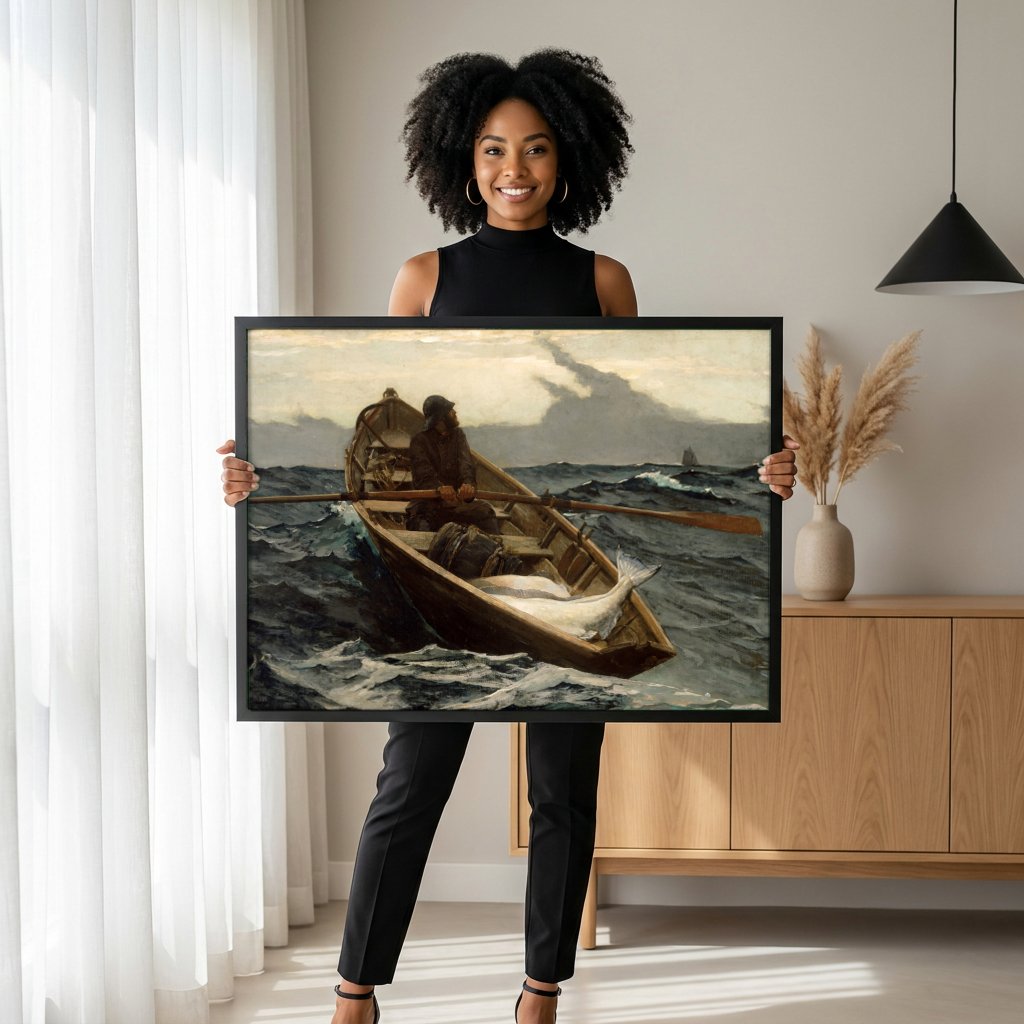 Quadro Decorativo O Corrente do Golfo - Winslow Homer com modelo em ambiente