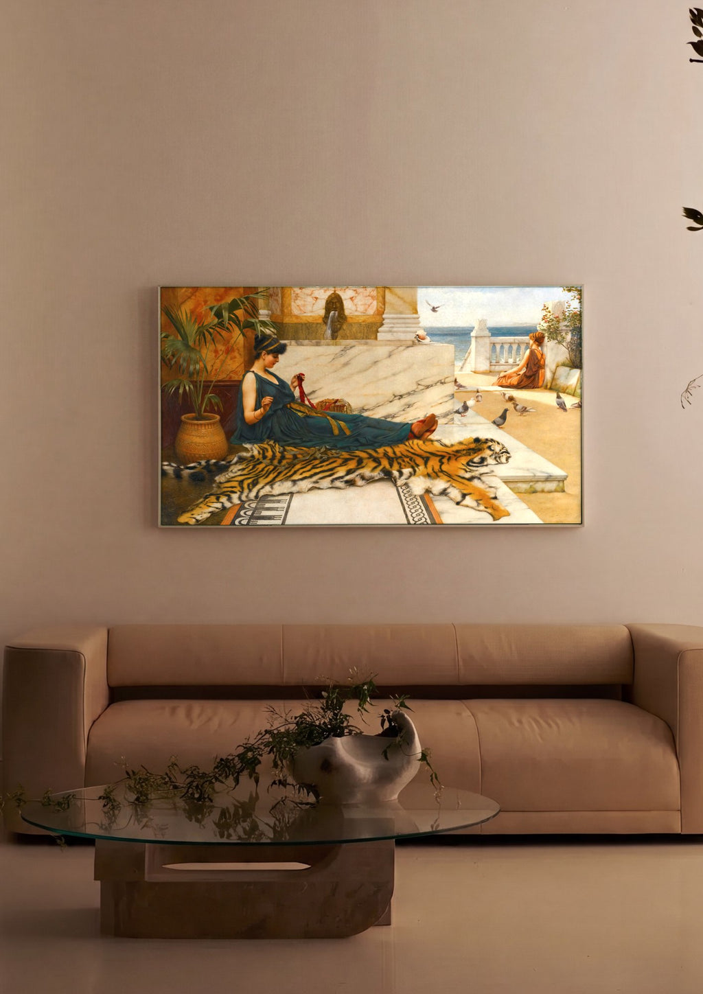 Quadro Decorativo A Hora do Ócio - John William Godward em ambiente decorado