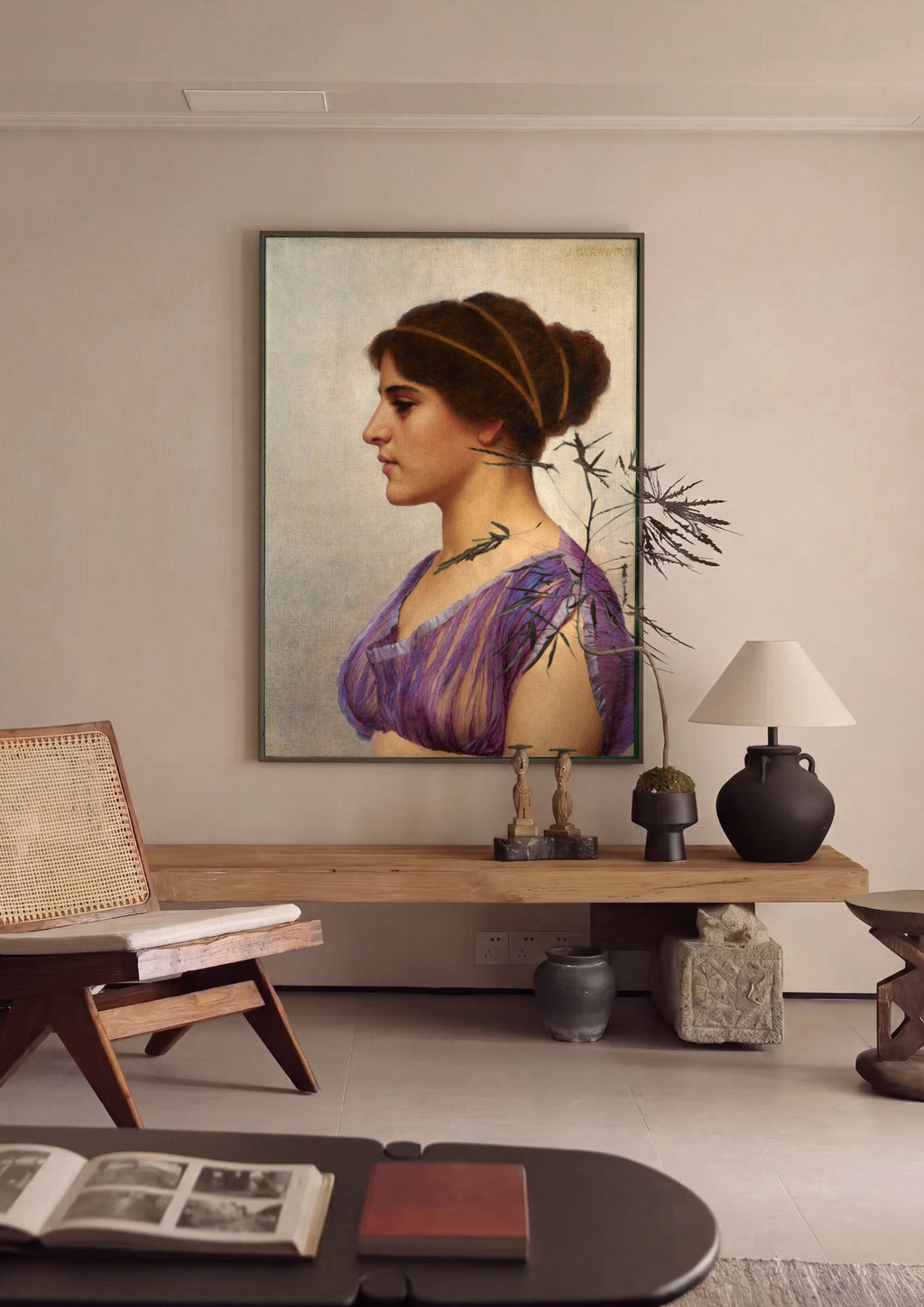 Quadro Decorativo A Greek Woman - John William Godward em ambiente decorado